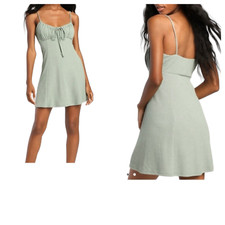 Lulus Dress Size XL Green Terry Ribbed Drawstring Bodice Casual Confidence New