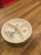 Vintage child warming dish porcelain with metal bottom