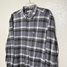 Burberry Brit Shirt Mens XL Gray Plaid Flannel Long Sleeve