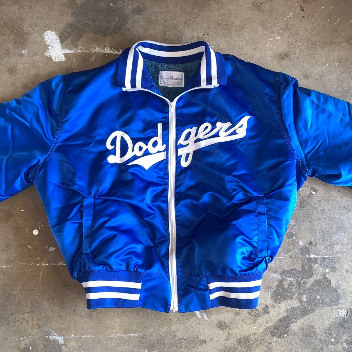 1970s LOS ANGELES L.A. DODGERS DANNY GOODMAN BLUE SATIN BOMBER