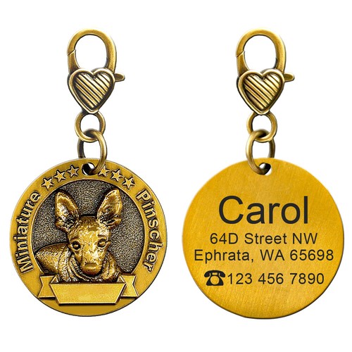 Robuste 3D Hundeetiketten personalisiert graviert Haustier Welpe Ausweis Name Halsband Scheiben gold - Bild 53 von 72
