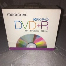 Memorex DVD-R 10 Pack Blank Media In Jewel Cases 16x 4.7GB 120Min New Sealed