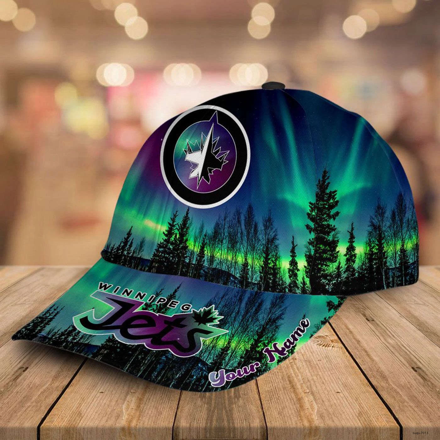 Personalize Winnipeg Jets Baseball Cap Northern Lights Hockey Hat Gift