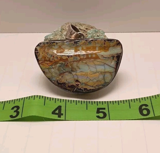 LARGE Statement Sterling Silver Pendant Natural B… - image 1