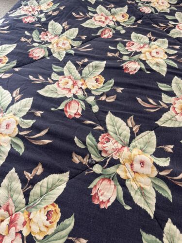 Ralph Lauren Vintage Charleston King Comforter Black Floral Tan - Picture 2 of 8