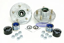 (2) Galvanized Trailer Hub Kits 3500lb 5 Lug Greased Bearings w/ Trailer Buddys 