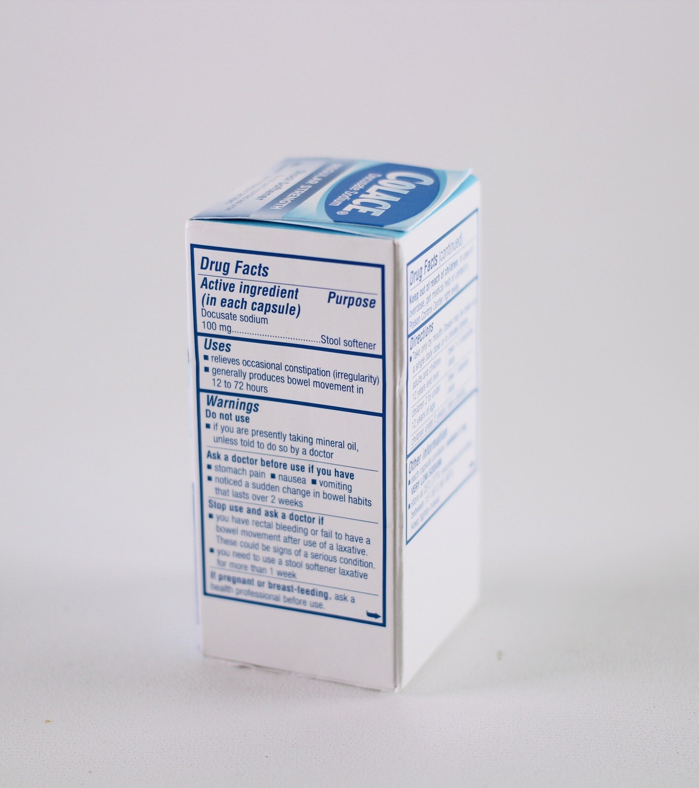 Colace Stool Softener, 100mg, 60 capsules (exp Feb 2024) *FREE SHIPPING