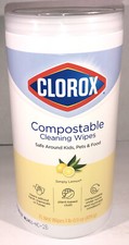 Clorox 75 Ct Compostable Cleaning Wipes Simply Lemon-NEW-SHIPS SAME BUSINESS DAY