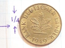 MONETA NIEMCY 1949 D 10 FENIGÓW MOSIĄDZ PLATEROWANY STALOWY BANK NIEMIECKI LĄDOWNIK