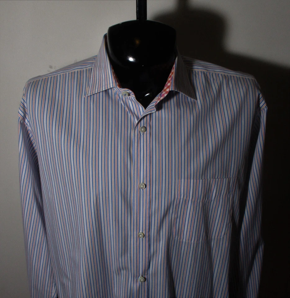 J. McLAUGHLIN Blue "Slim Fit" Long Sleeve Shirt Size XL - Image 2 of 4