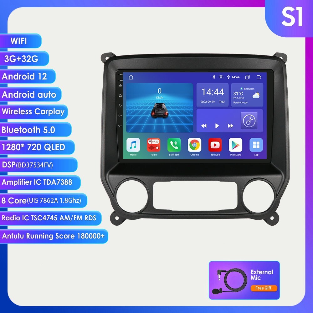 GPS Navigation Apple Carplay Car Stereo Radio For 2014-2018 Chevrolet Silverado