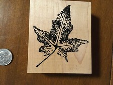 leaf rubber wood mounted rubber stamp fall autumn