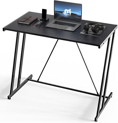 Mehoom Metal Modern Computer Study Desk for Home Office, Table, Black, 35.4''