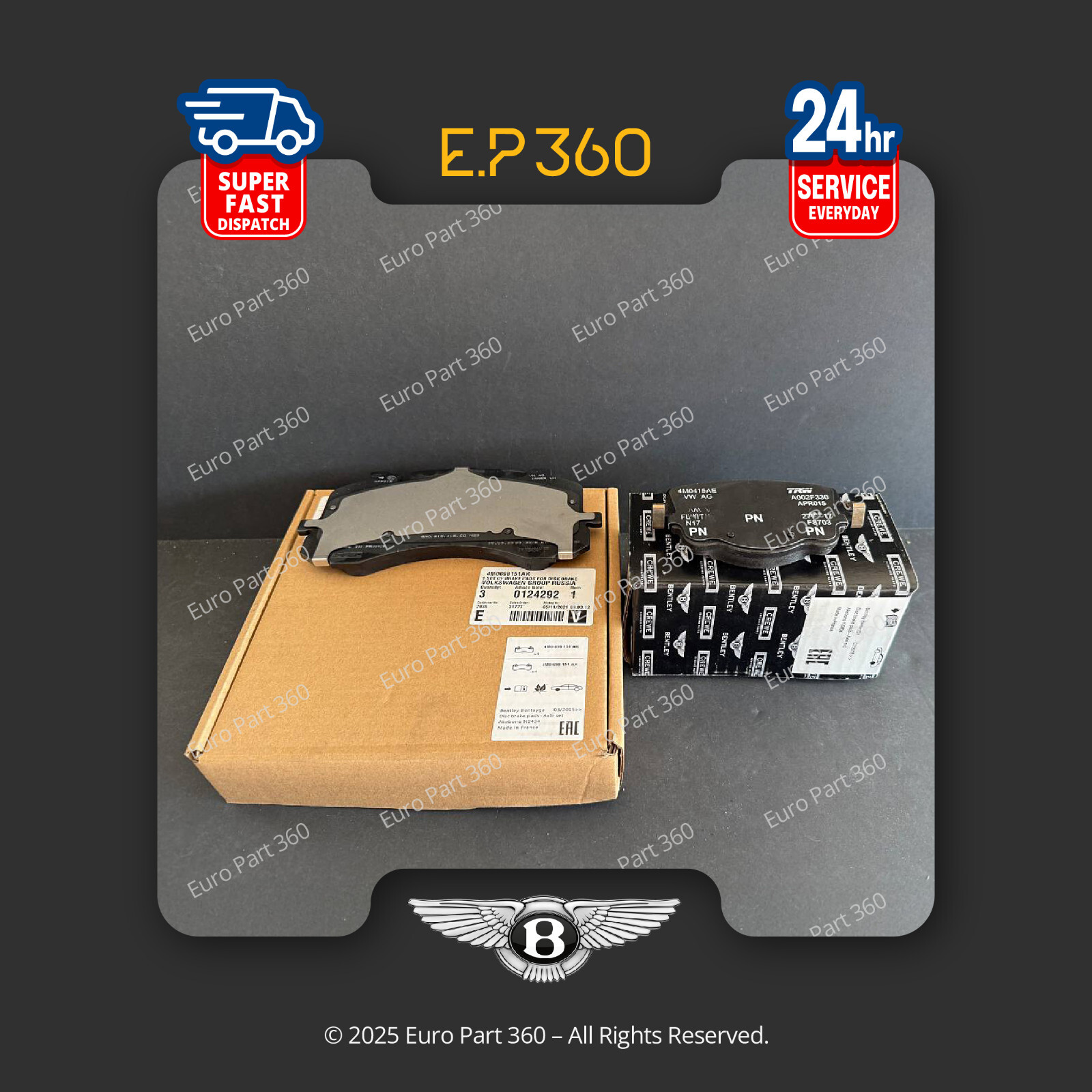 BENTLEY BENTAYGA FRONT AND REAR BRAKE PADS SET WITH SENSORS