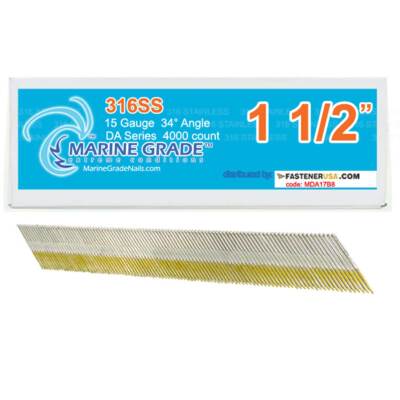1-1/2'' DA17 ANGLE FINISH NAILS 15GA 316SS 4,000ct | MDA17B8