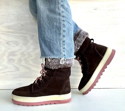Cougar Vanetta WP Brown Suede Lace Up Calf High Insulated Winter Boots Size 9