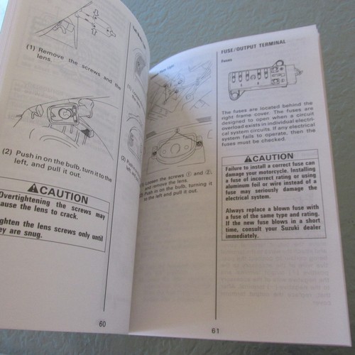 Suzuki OEM Owners Manual Book GSX600F 1992 NOS 179 - Picture 4 of 5