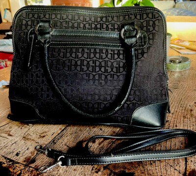 Gianni Bernini Black Handbag Double Handles Metal Feet