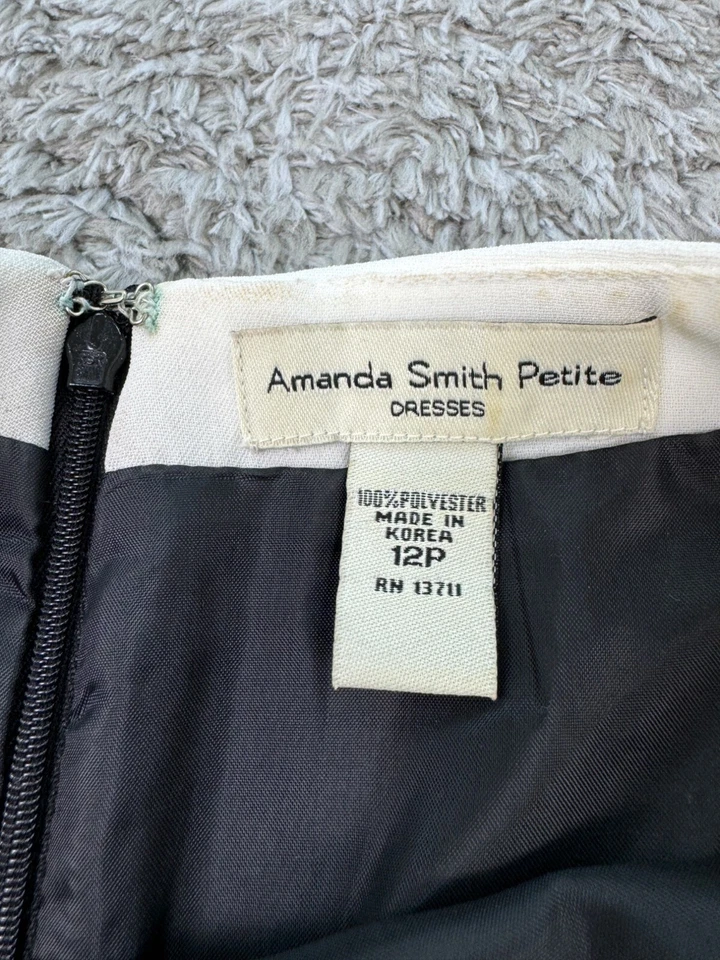 Amanda Smith Dress Womens 12P Petite Black Sleeveless Ruffle Pleated Sheath Vtg - Image 3 of 4