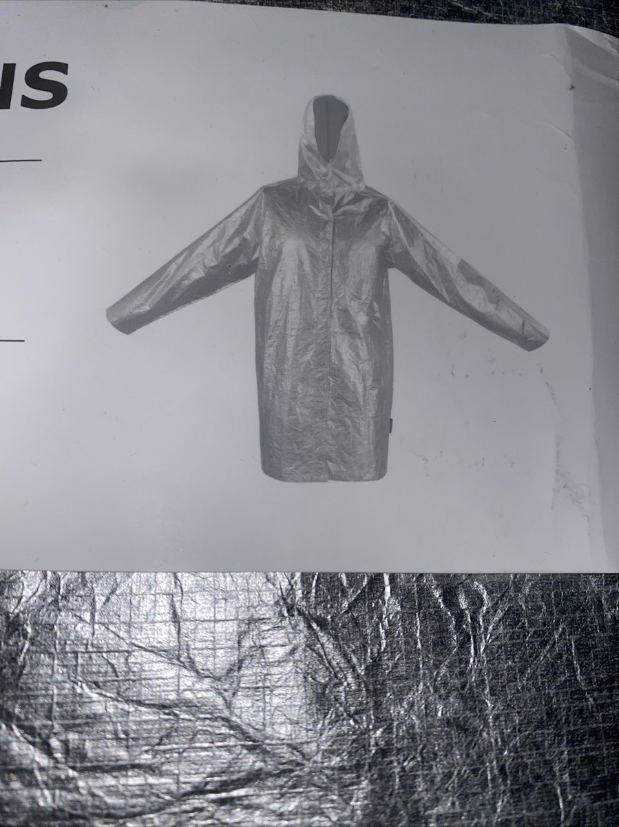 Waterproof Raincoat Ikea Silver Metallic Hooded Rain Jacket