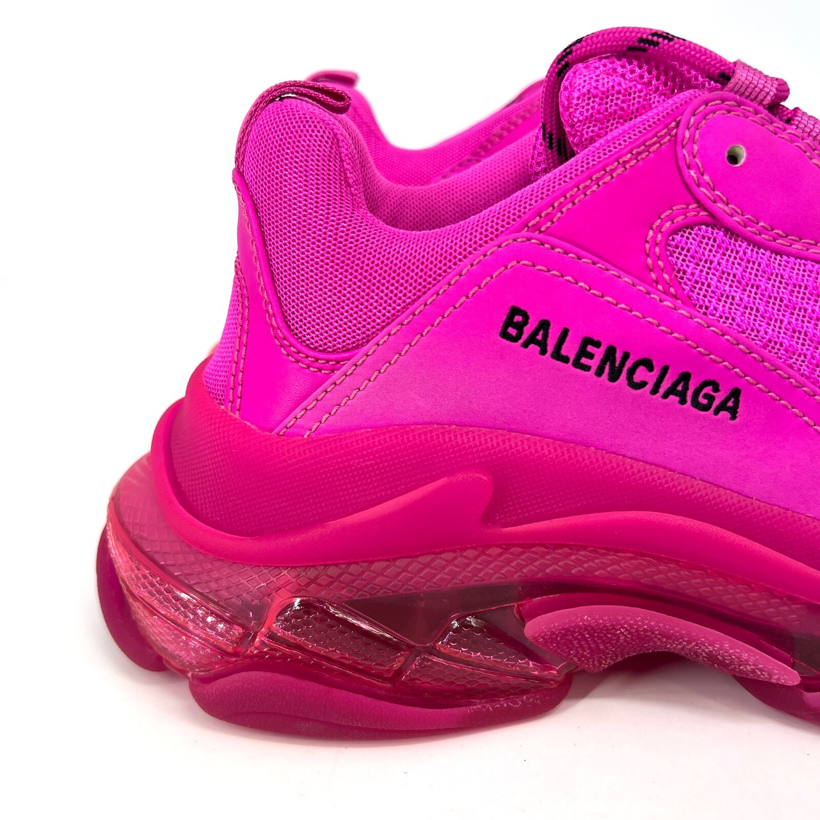 Balenciaga Triple S Sneakers Shoes Mens Size 41 Clear Sole Pink Logo Lace Up NEW thumbnail 8