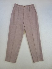 Vintage Trousers SAMANTHA PETITES High Waisted Pleats Size 8P/10P Red  Tan