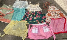 Mixed Lot 9 Vintage Aprons: Prints, embroidered sheer, Crocheted