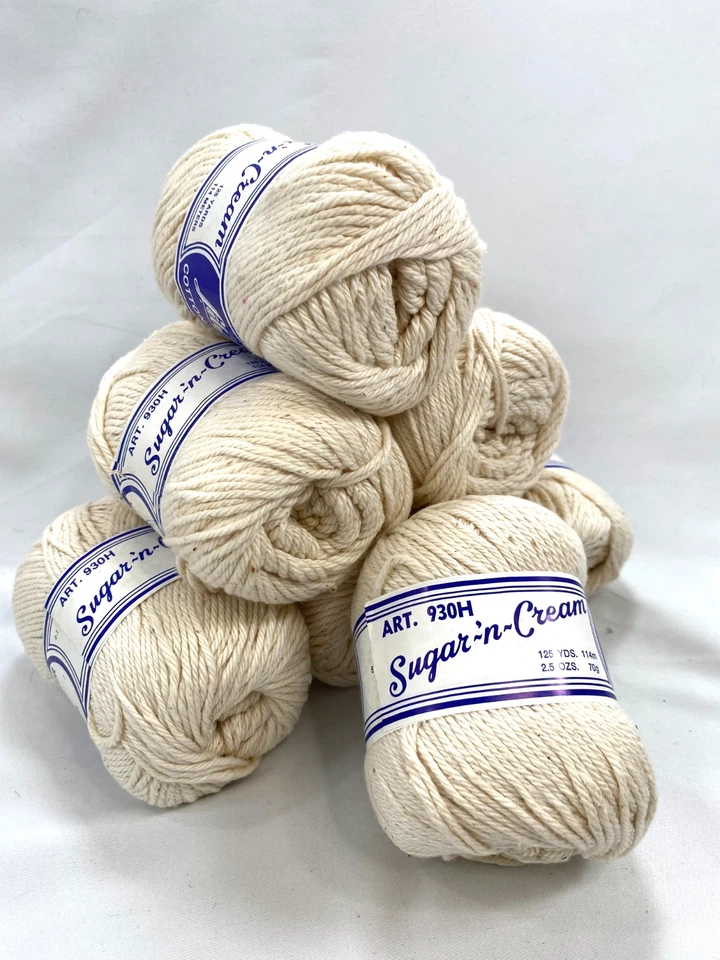 Lily Sugar 'n Cream Cotton Yarn: 7 Off-White or Ivory/#4 100% Cotton Yarn, NEW - Image 1 of 4