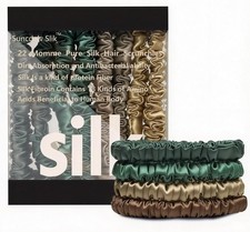 Suncdelv Silk,100 Silk Scrunchies for Hair,22 Momme Hair Ties for Anti-Creas...