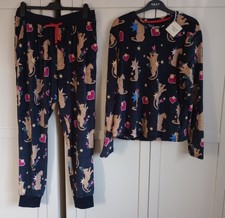 Image of Chelsea Peers Blue Velour Enchanted Tiger  Loungewear Pyjamas Set Size 14 BNWT.