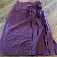 Vtg Wool Skirt Purple Button Madison Pleated 12 Wool