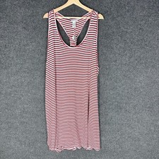 New Catherines Dress Women 2X Plus Red Striped Shift Midi Sleeveless Rayon