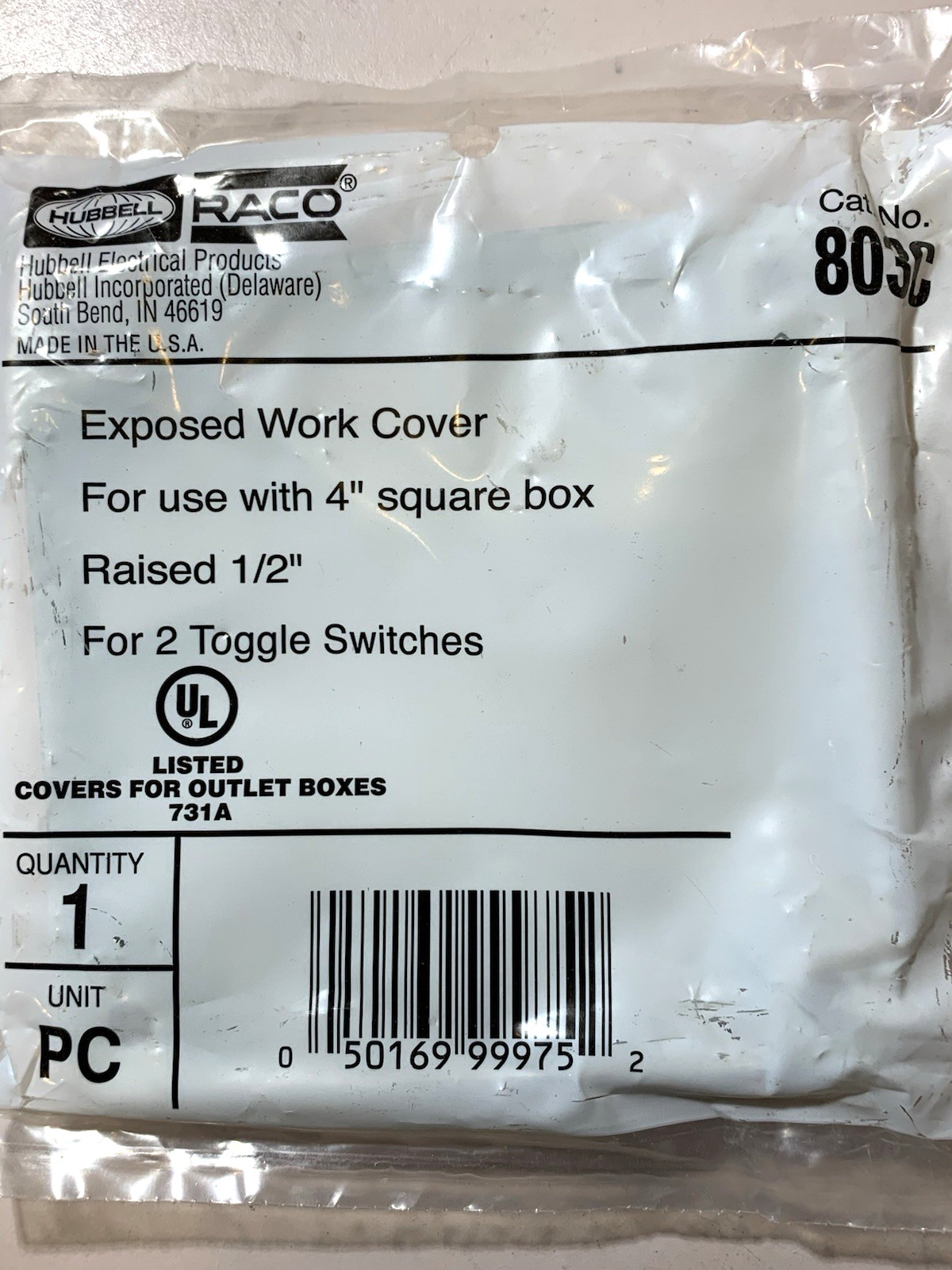 Hubbell Raco 803C 4" Square Double Toggle Box Cover $ 11.00 + FREE SHIPPING