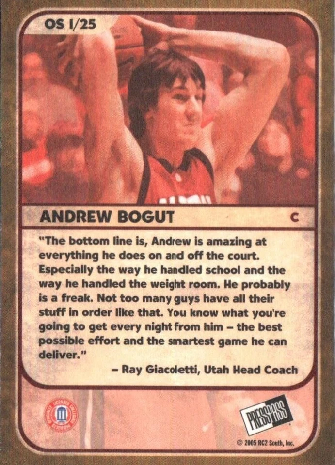 2005 Press Pass #OS1/25 Andrew Bogut Old School - Image 2 of 2