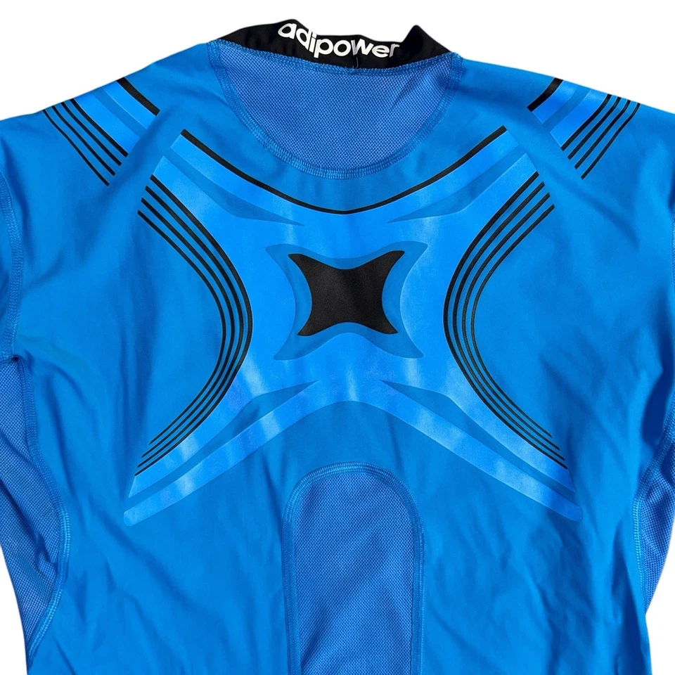 Camisa Adidas Techfit Climalite Climacool manga curta compressão azul masculina GG - Imagem 4 de 4