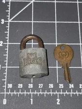 Vintage Eagle Lock Co Terryville Conn Brass Padlock with Original Key Working