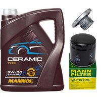 MotoröL Filter Set Mannol 5W-30 5 Liter + Schraube FüR Chevrolet Cruze Opel Saab