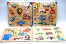 Preschool Wooden Peg Bundle Of 4 Puzzles Toddler Teacher Toy