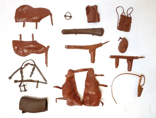 Vintage MARX JOHNNY WEST Accessories Holsters Indian mask + Horse Bridle