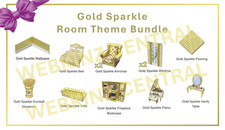 Webkinz Classic Items - Gold Sparkle Room Bundle 12 codes messaged