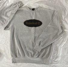 Vintage 90s Timberland Heather Gray Crewneck Sweatshirt Logo Patch Size M