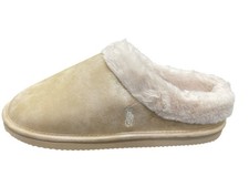Polo Ralph Lauren Charlotte Tan Gold Fleece Slippers Women Size 10