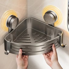 Triangular Space-Saving Suction Cup Bathroom Storage Shelf No Drilling Required