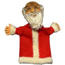 1960s VTG Steiff Santa Made In Germany Hand Puppet Rubber Face No Cracks W/ Tag