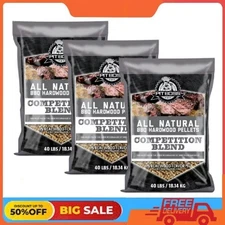 3 Pack Pit Boss All-Natural Hardwood Competition Blend BBQ Grilling Pellets 40lb