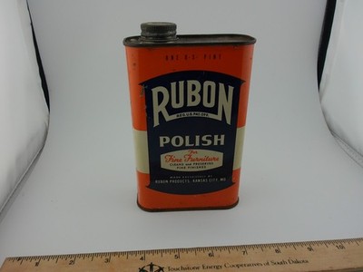 Vintage Empty Pint Rubon Polish Oil Can Kansas City Missouri Lot 25-51-GECH