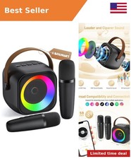 Mini Karaoke Machine,Portable Bluetooth Speaker with 2 Wireless Microphones