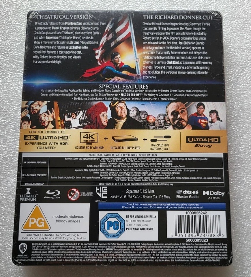SUPERMAN II (1979) Theatrical & Richard Donner Cut 4K UHD Blu-Ray ...