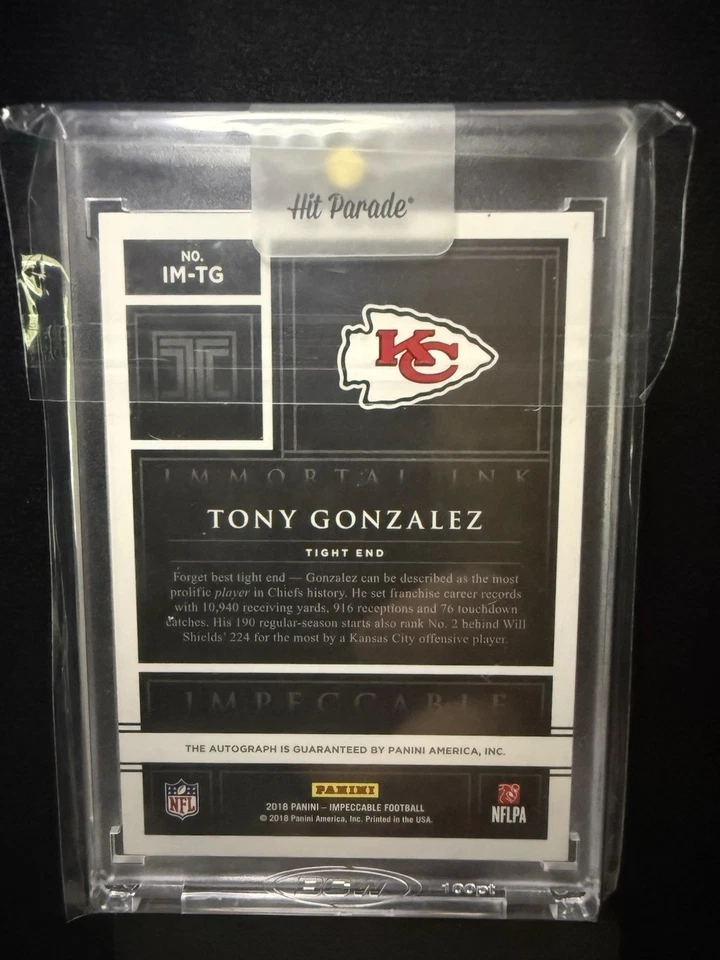 Tinta inmortal Panini Impeccable Tony Gonzalez 2018 23/25 Foto 3 de 3