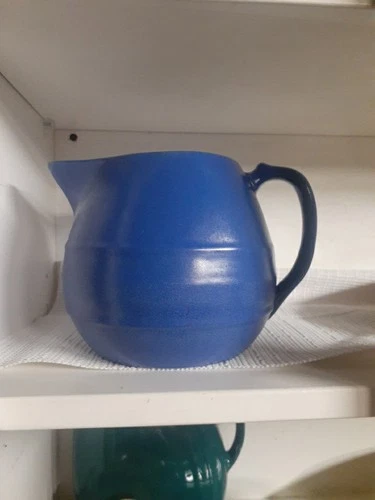 Vintage ART POTTERY Bauer Ringware NAVY BLUE 6-1/2" PITCHER, Unmarked